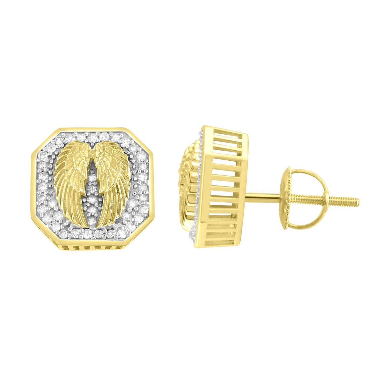 MEN'S EARRING 1/4 CT ROUND DIAMOND 10K YELLOW GOLD