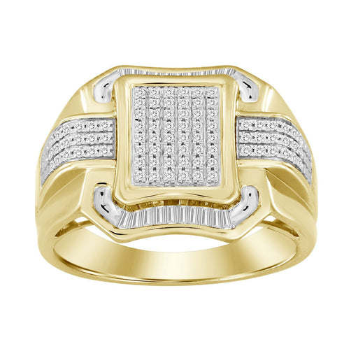 MEN'S RING 1/3 CT ROUND/BAGUETTE DIAMOND 10K YELLOW GOLD