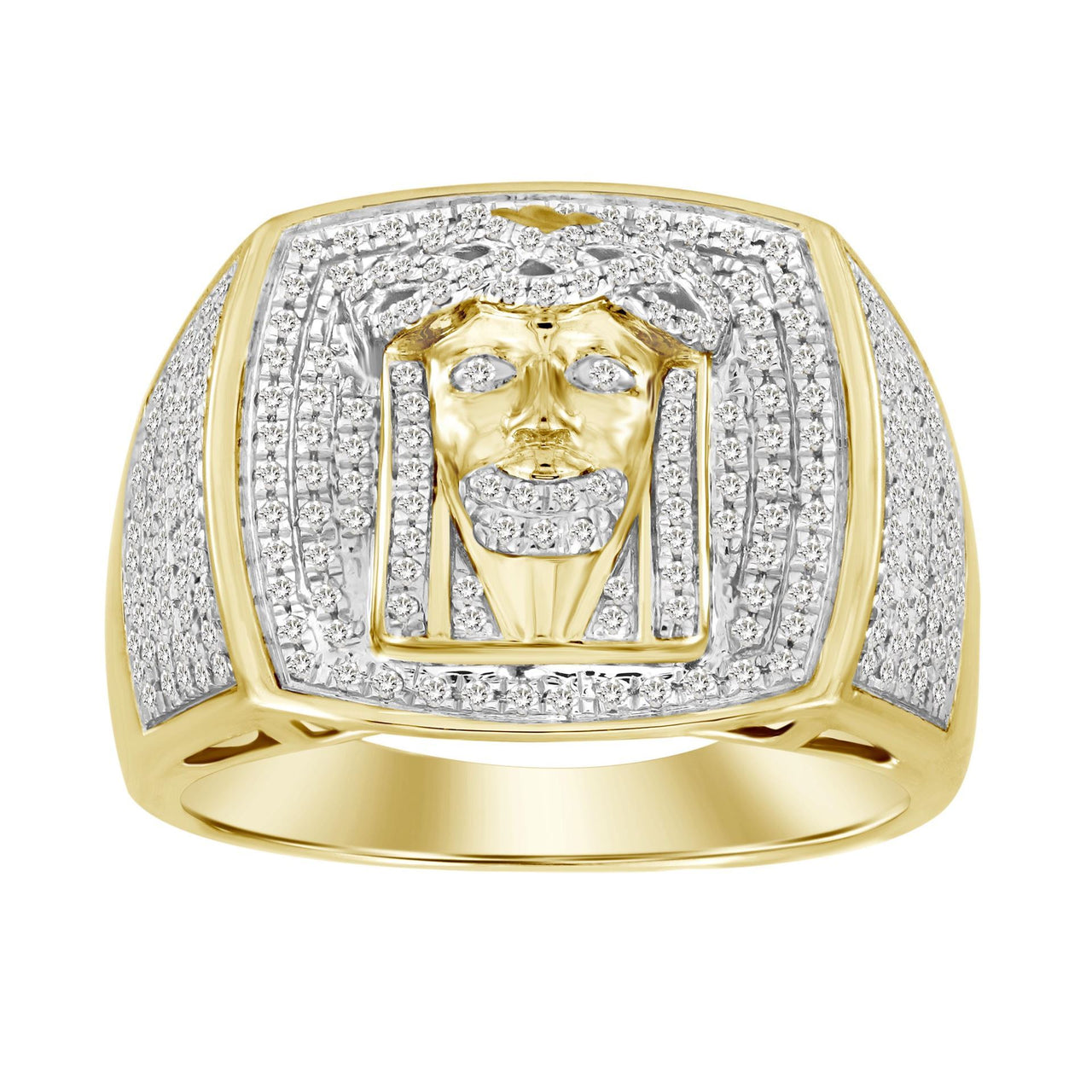 MEN'S RING 1/2 CT ROUND DIAMOND 10K YELLOW GOLD