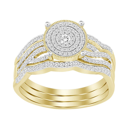 LADIES BRIDAL RING SET 1/2 CT ROUND DIAMOND 10K YELLOW GOLD