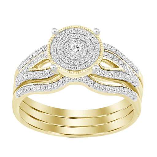 LADIES BRIDAL RING SET 1/2 CT ROUND DIAMOND 10K YELLOW GOLD