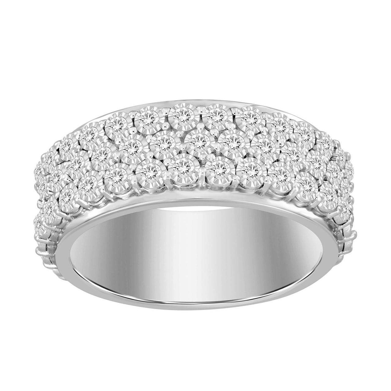 MEN'S BAND 1 CT ROUND DIAMOND 10K WHITE GOLD