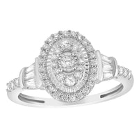 Thumbnail for LADIES DIAMOND RING 1/2 CT ROUND/BAGUETTE DIAMOND 10K WHITE GOLD