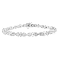 Thumbnail for LADIES BRACELETS 1 CT ROUND/BAGUETTE DIAMOND 10K WHITE GOLD