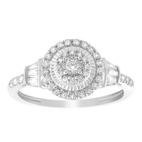 Thumbnail for LADIES DIAMOND RING 1/2 CT ROUND/BAGUETTE DIAMOND 10K WHITE GOLD