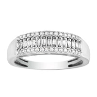 Thumbnail for LADIES DIAMOND BAND 1/4 CT ROUND/BAGUETTE DIAMOND 10K WHITE GOLD