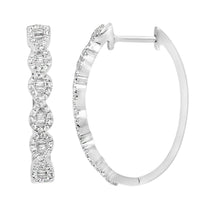 Thumbnail for LADIES HOOPS 1/2 CT ROUND/BAGUETTE DIAMOND 10K WHITE GOLD