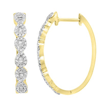 Thumbnail for LADIES HOOPS 1/2 CT ROUND/BAGUETTE DIAMOND 10K YELLOW GOLD