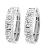 Thumbnail for LADIES HOOPS 1/2 CT ROUND/BAGUETTE DIAMOND 10K WHITE GOLD