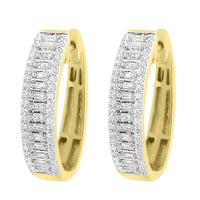 Thumbnail for LADIES HOOPS 1/2 CT ROUND/BAGUETTE DIAMOND 10K YELLOW GOLD