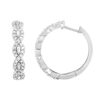 Thumbnail for LADIES HOOPS 1 CT ROUND/BAGUETTE DIAMOND 10K WHITE GOLD