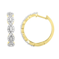 Thumbnail for LADIES HOOPS 1 CT ROUND/BAGUETTE DIAMOND 10K YELLOW GOLD