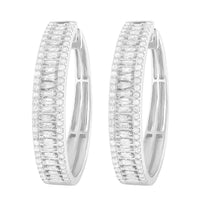 Thumbnail for LADIES HOOPS 1 1/2 CT ROUND/BAGUETTE DIAMOND 10K WHITE GOLD