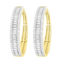 Thumbnail for LADIES HOOPS 1 1/2 CT ROUND/BAGUETTE DIAMOND 10K YELLOW GOLD