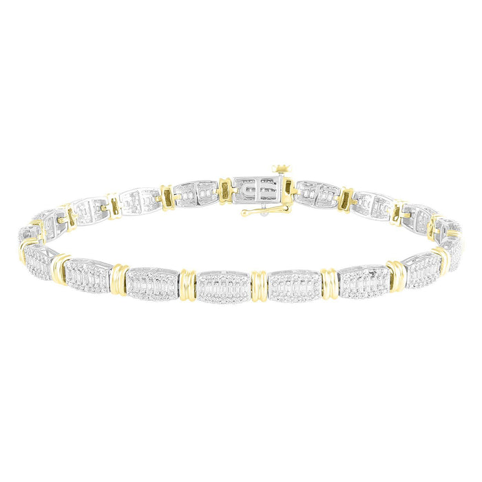 LADIES BRACELETS 1 CT ROUND/BAGUETTE DIAMOND 10K YELLOW GOLD