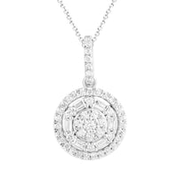 Thumbnail for LADIES DIAMOND PENDANT 1/3 CT ROUND/BAGUETTE DIAMOND 10K WHITE GOLD
