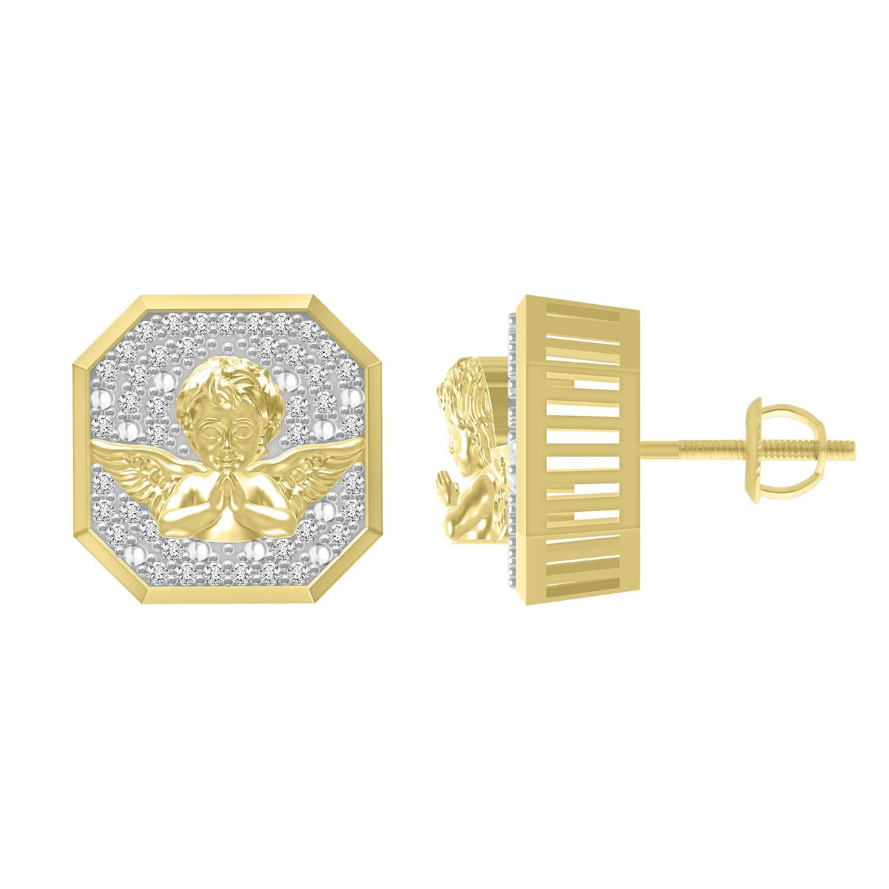 MEN'S EARRING 1/4 CT ROUND DIAMOND 10K YELLOW GOLD