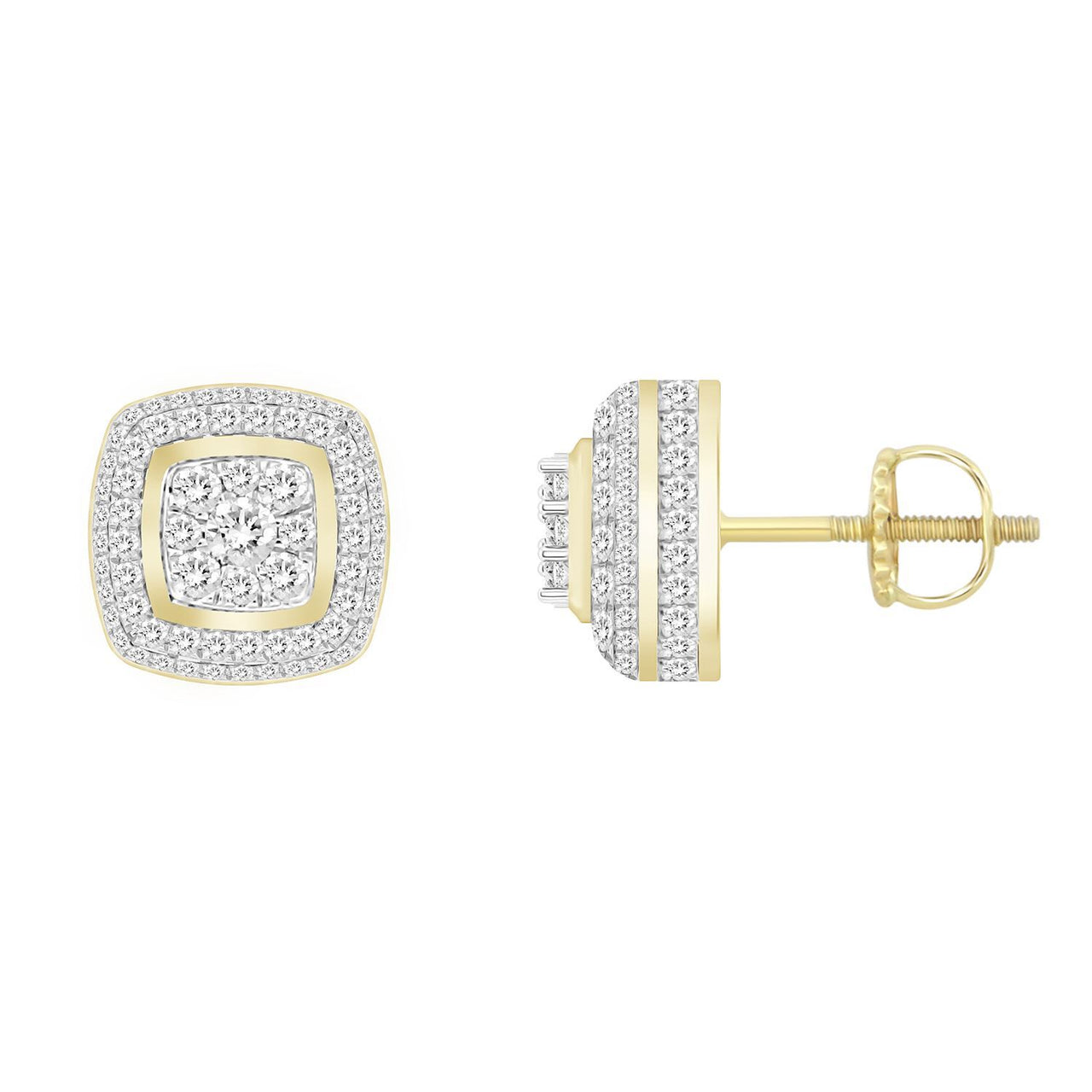 MEN'S EARRING 1/2 CT ROUND DIAMOND 10K YELLOW GOLD