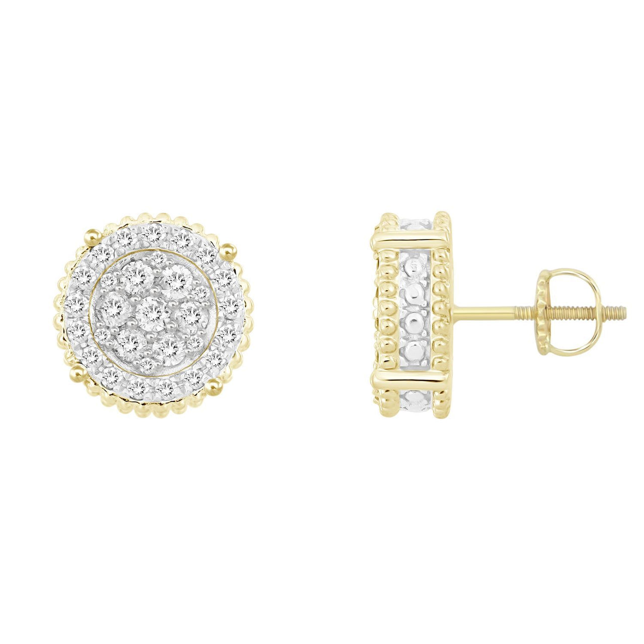 MEN'S EARRING 1/2 CT ROUND DIAMOND 10K YELLOW GOLD