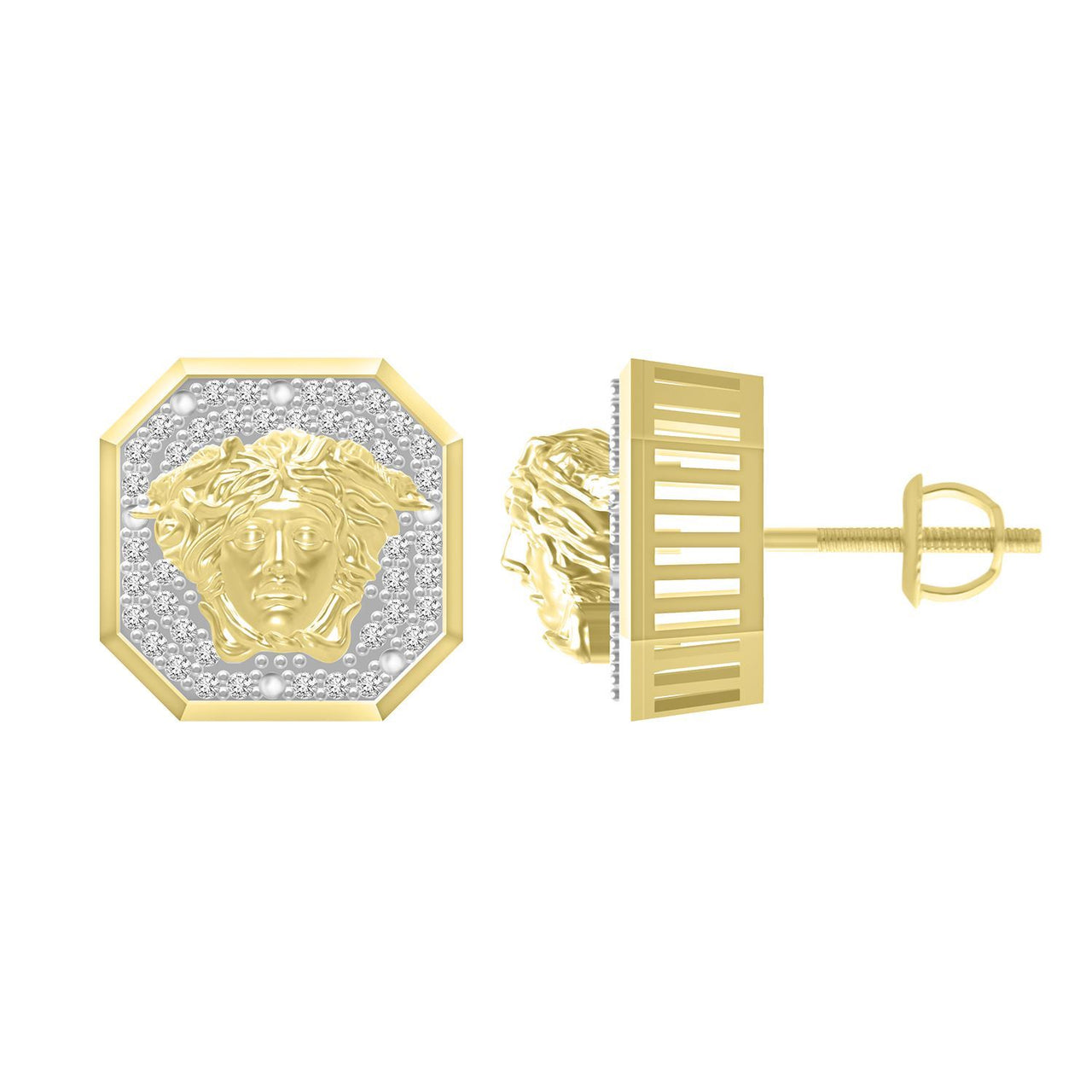MEN'S EARRING 1/4 CT ROUND DIAMOND 10K YELLOW GOLD