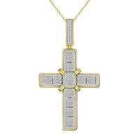 Thumbnail for MEN'S CROSS 1 CT ROUND/BAGUETTE DIAMOND 10K YELLOW GOLD