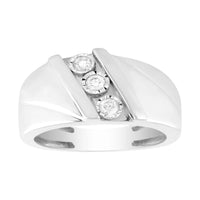 Thumbnail for MEN'S DIAMOND BAND 1/6 CT ROUND DIAMOND 10K WHITE GOLD