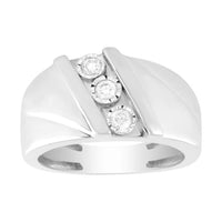 Thumbnail for MEN'S DIAMOND BAND 1/4 CT ROUND DIAMOND 10K WHITE GOLD