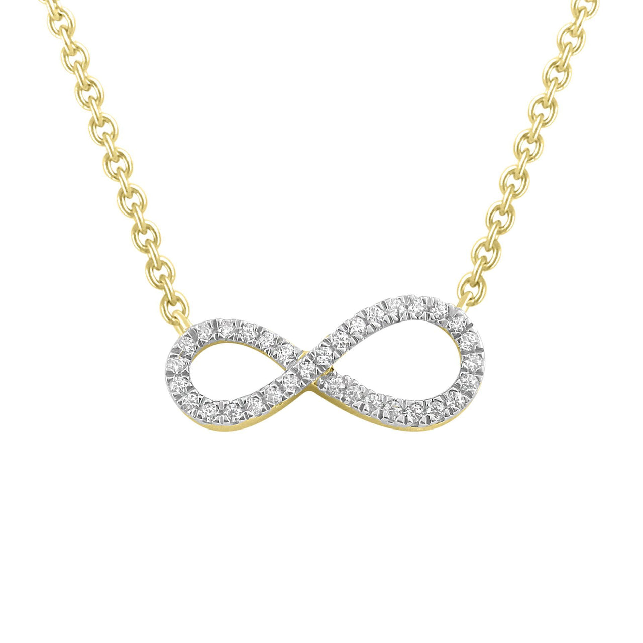 LADIES DIAMOND NECKLACE 1/10 CT ROUND DIAMOND 10K YELLOW GOLD