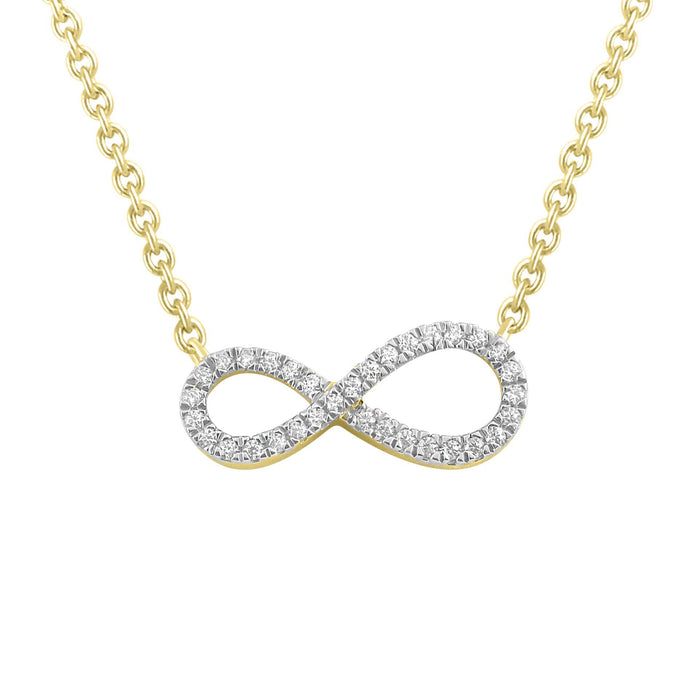 LADIES DIAMOND NECKLACE 1/10 CT ROUND DIAMOND 10K YELLOW GOLD