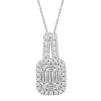 Thumbnail for LADIES PENDANT 1/2 CT ROUND/BAGUETTE DIAMOND 14K WHITE GOLD