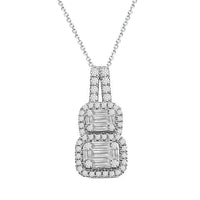 Thumbnail for LADIES PENDANT 3/4 CT ROUND/BAGUETTE DIAMOND 14K WHITE GOLD