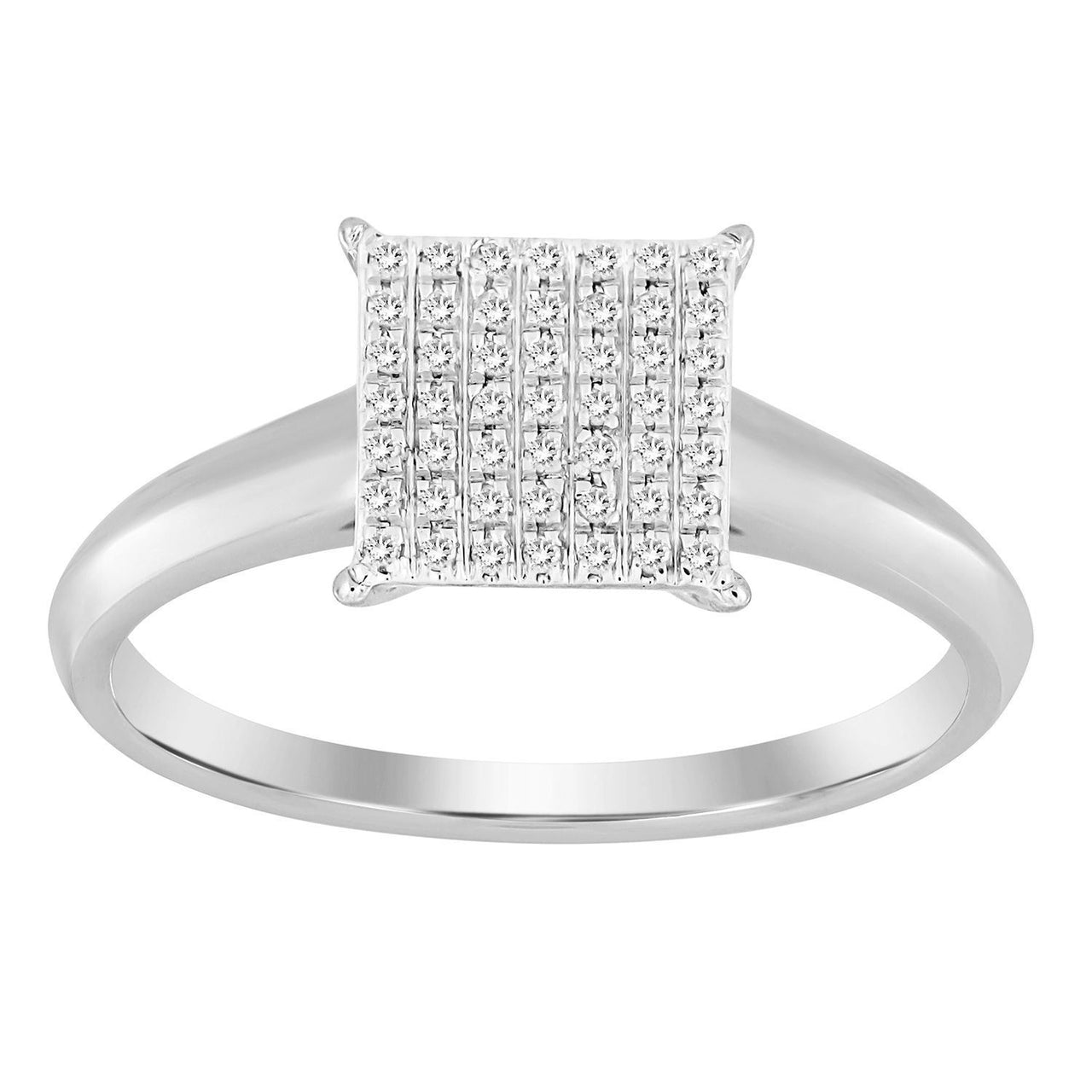 LADIES ENGAGEMENT RING 1/10 CT ROUND DIAMOND 10K WHITE GOLD