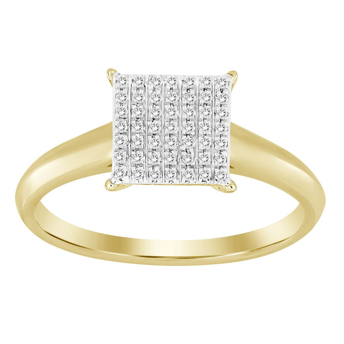 LADIES ENGAGEMENT RING 1/10 CT ROUND DIAMOND 10K YELLOW GOLD