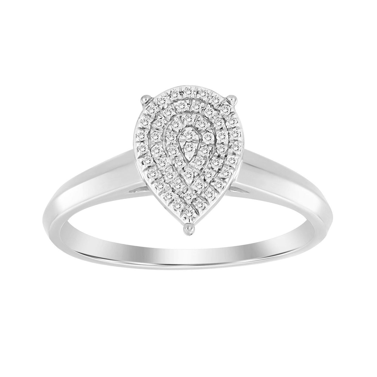 LADIES ENGAGEMENT RING 1/10 CT ROUND DIAMOND 10K WHITE GOLD