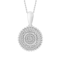 Thumbnail for LADIES PENDANT 1/3 CT ROUND/BAGUETTE DIAMOND 10K WHITE GOLD