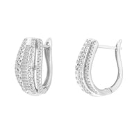 Thumbnail for LADIES EARRING 1 CT ROUND/BAGUETTE DIAMOND 10K WHITE GOLD