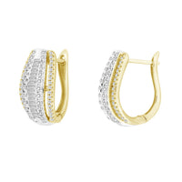 Thumbnail for LADIES EARRING 1 CT ROUND/BAGUETTE DIAMOND 10K YELLOW GOLD