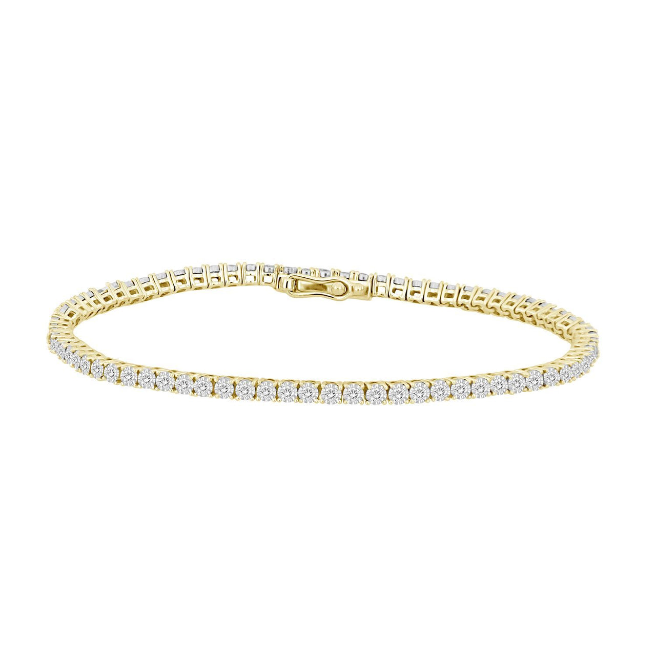 LADIES BRACELET 1 CT ROUND DIAMOND 10K YELLOW GOLD