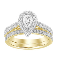 Thumbnail for LADIES BRIDAL RING SET 1 CT ROUND/PEAR DIAMOND 14K YELLOW GOLD