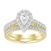 LADIES BRIDAL RING SET 1 CT ROUND/PEAR DIAMOND 14K YELLOW GOLD