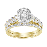 Thumbnail for LADIES BRIDAL RING SET 1 CT ROUND/BAGUETTE DIAMOND 14K YELLOW GOLD