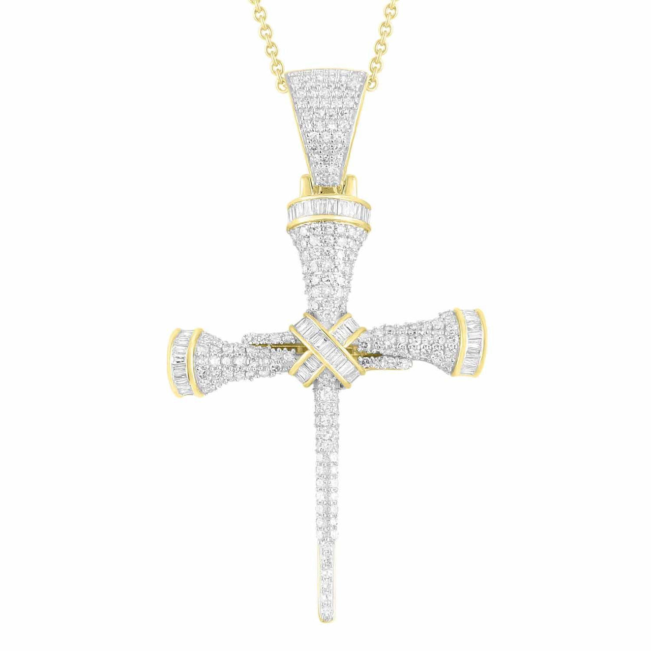 MEN'S PENDANT 1 1/2 CT ROUND DIAMOND 10K YELLOW GOLD