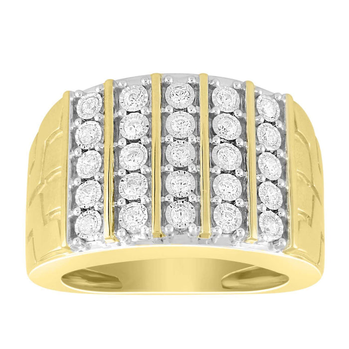 MEN'S RING 1/2 CT ROUND DIAMOND 10K YELLOW GOLD