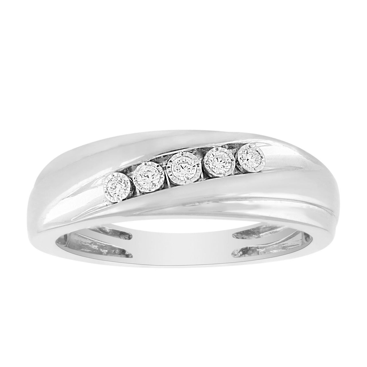 MEN'S RING 1/10 CT ROUND DIAMOND 10K WHITE GOLD