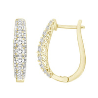 Thumbnail for LADIES HOOPS 1 CT ROUND DIAMOND 10K YELLOW GOLD