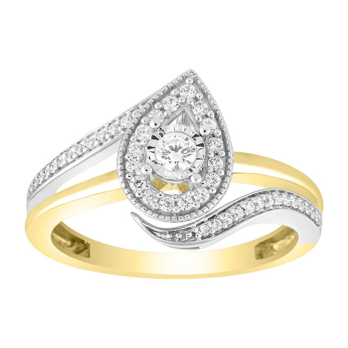 LADIES RING 1/5 CT ROUND DIAMOND 10K WHITE/YELLOW GOLD