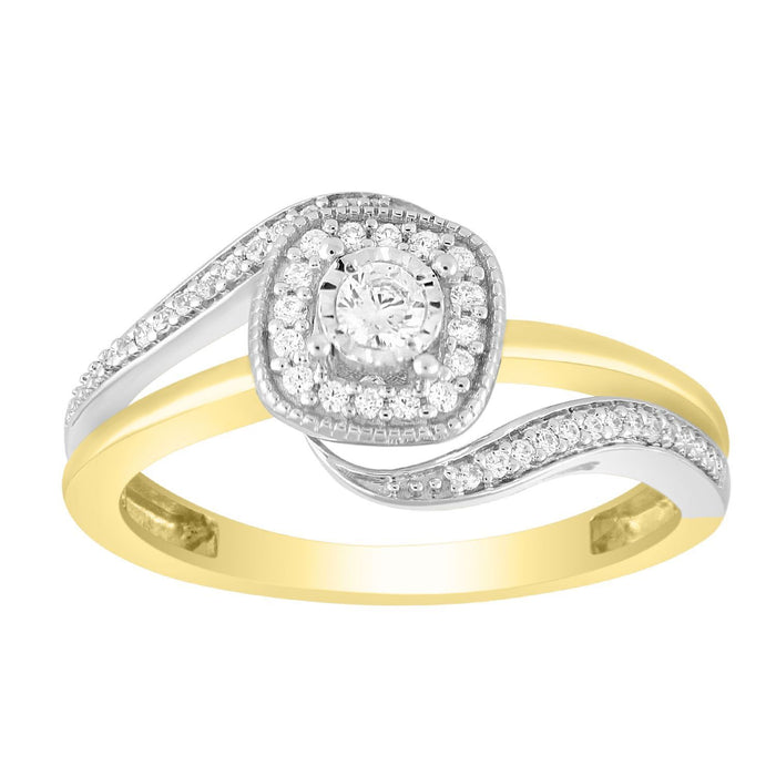 LADIES RING 1/5 CT ROUND DIAMOND 10K WHITE/YELLOW GOLD