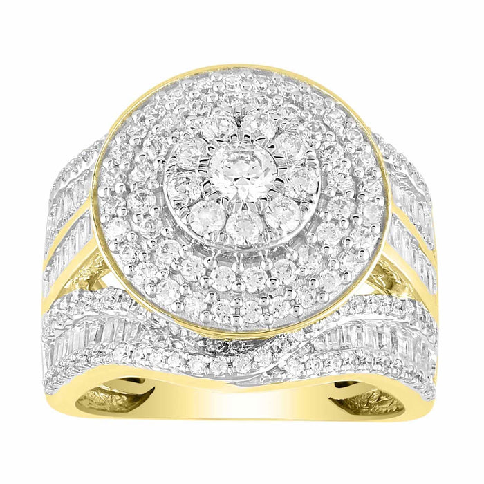 LADIES BRIDAL RING SET 2 CT ROUND/BAGUETTE DIAMOND 10K YELLOW GOLD