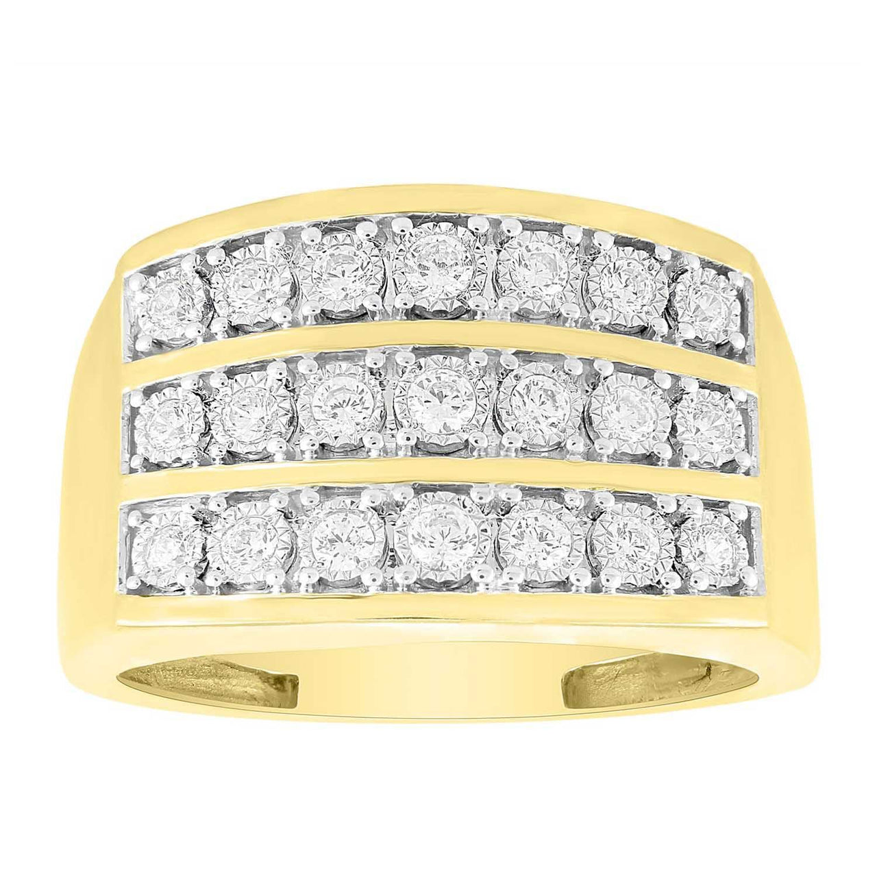 MEN'S RING 1/2 CT ROUND DIAMOND 10K YELLOW GOLD
