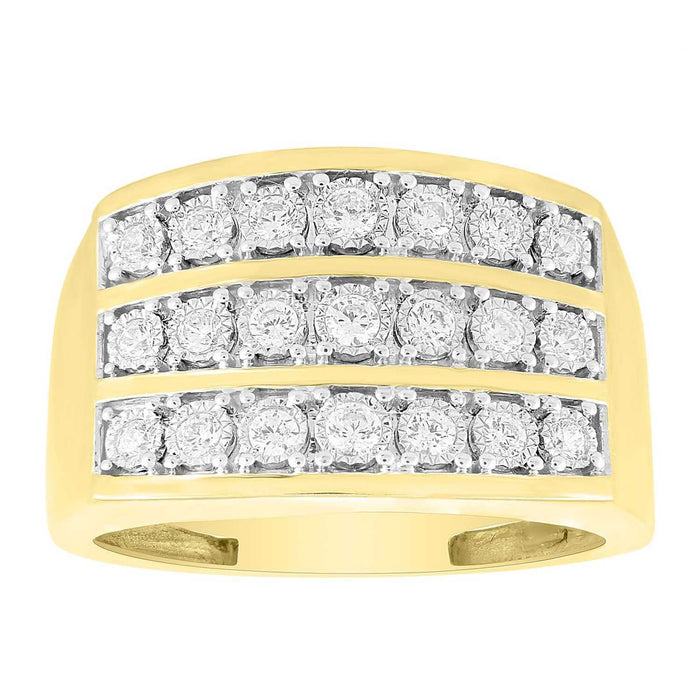 MEN'S RING 1/2 CT ROUND DIAMOND 10K YELLOW GOLD